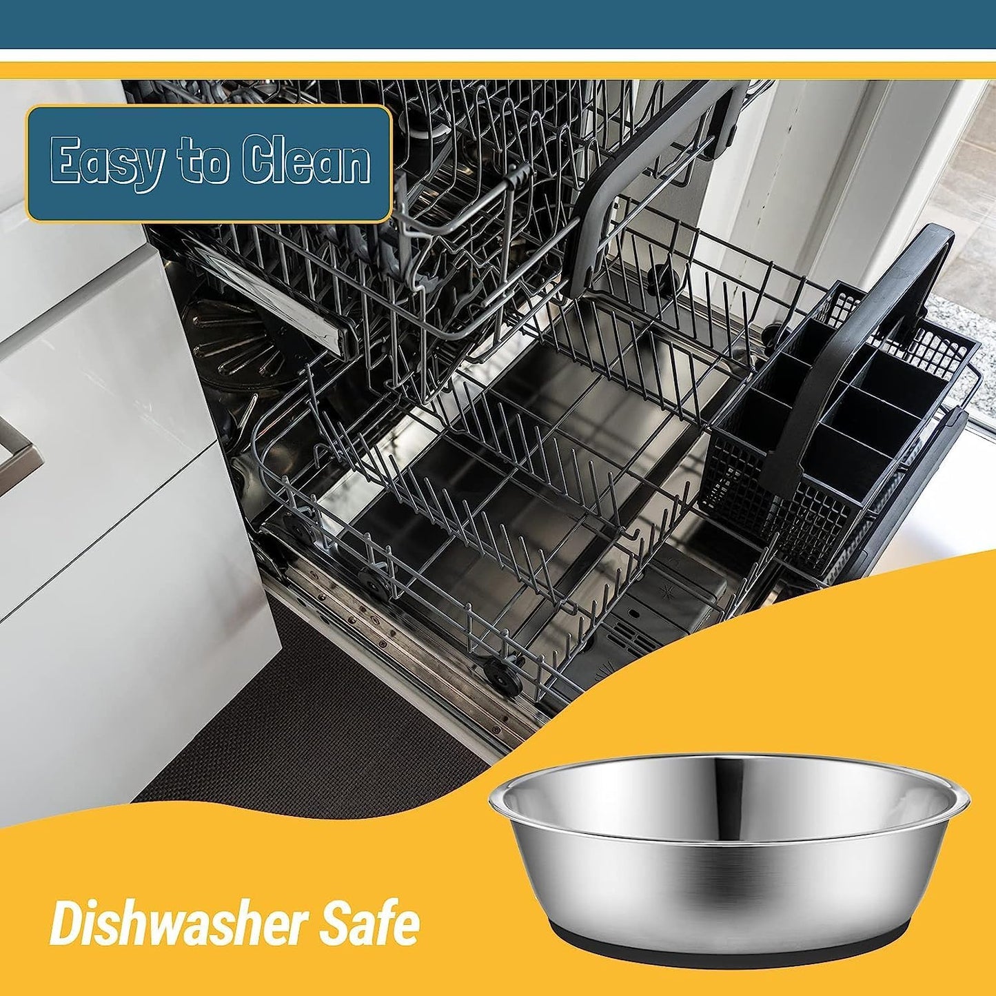 Stainless Steel Dog & Cat Bowls Set – Non-Slip, Rust-Resistant Feeding Bowls (2-Pack)