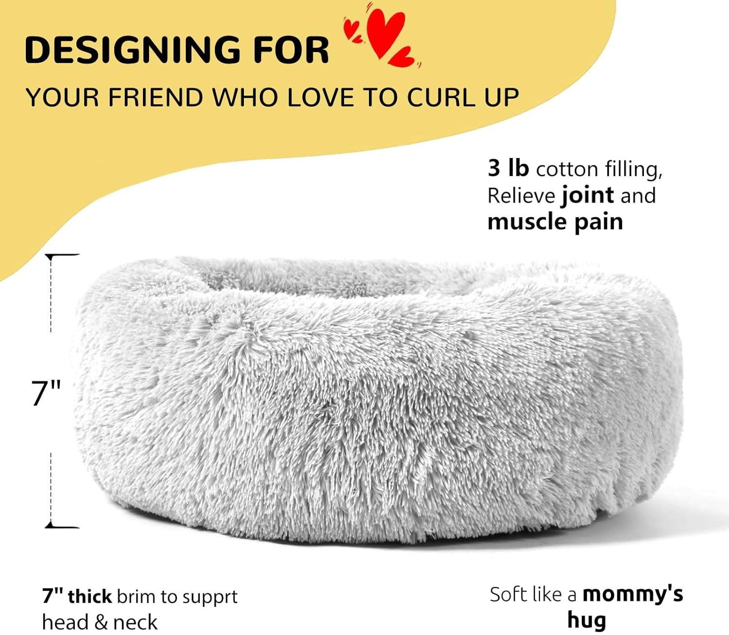 Luxury Calming Donut Dog Bed – Ultra Soft Anti-Anxiety Plush Pet Bed (30”)