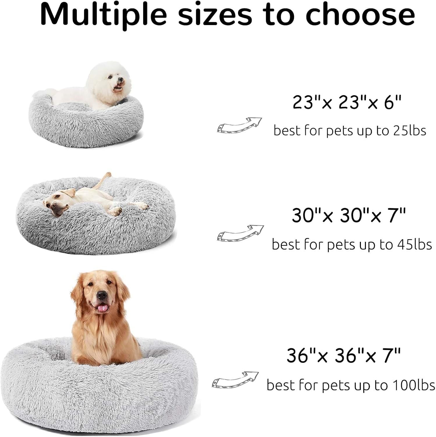 Luxury Calming Donut Dog Bed – Ultra Soft Anti-Anxiety Plush Pet Bed (30”)