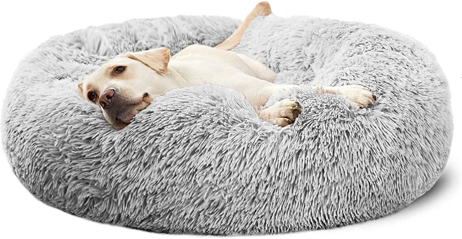 Luxury Calming Donut Dog Bed – Ultra Soft Anti-Anxiety Plush Pet Bed (30”)
