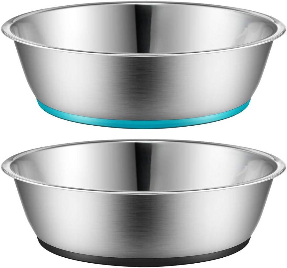 Stainless Steel Dog & Cat Bowls Set – Non-Slip, Rust-Resistant Feeding Bowls (2-Pack)