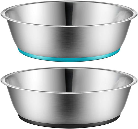 Stainless Steel Dog & Cat Bowls Set – Non-Slip, Rust-Resistant Feeding Bowls (2-Pack)