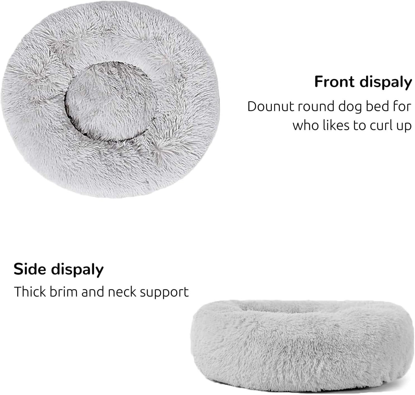 Luxury Calming Donut Dog Bed – Ultra Soft Anti-Anxiety Plush Pet Bed (30”)