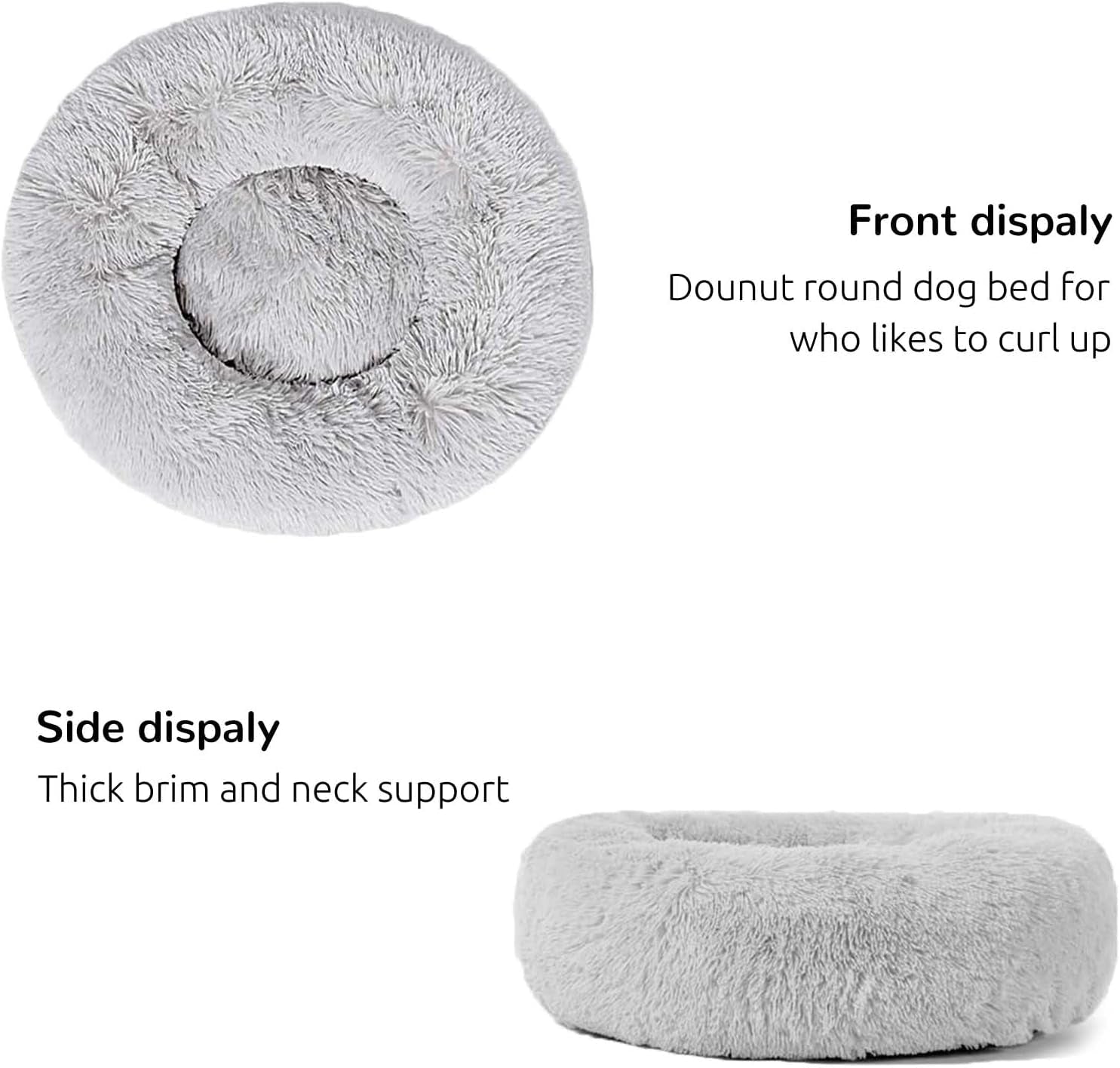 Luxury Calming Donut Dog Bed – Ultra Soft Anti-Anxiety Plush Pet Bed (30”)
