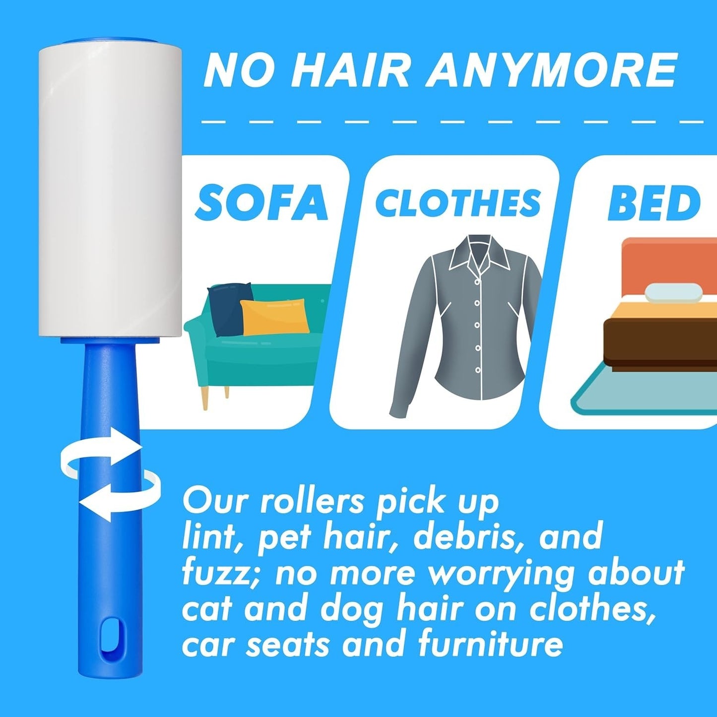 Extra Sticky Pet Hair Roller Refills – Lint & Fur Remover Sheets for Dogs and Cats