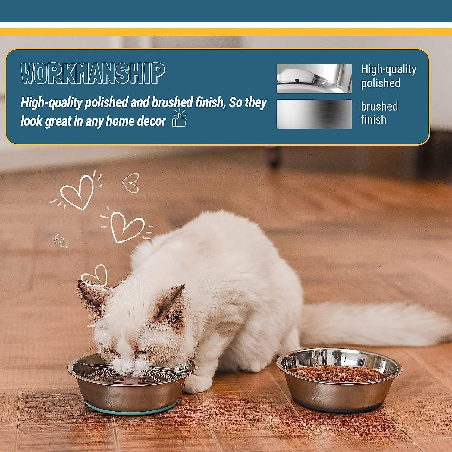 Stainless Steel Dog & Cat Bowls Set – Non-Slip, Rust-Resistant Feeding Bowls (2-Pack)