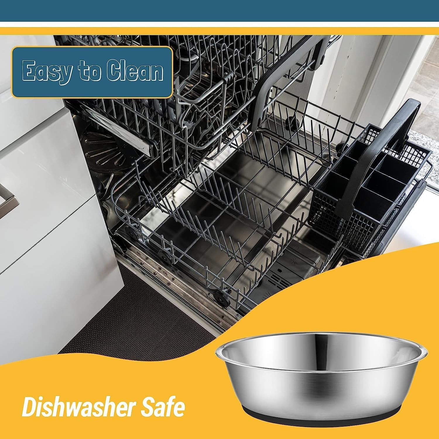 Stainless Steel Dog & Cat Bowls Set – Non-Slip, Rust-Resistant Feeding Bowls (2-Pack)