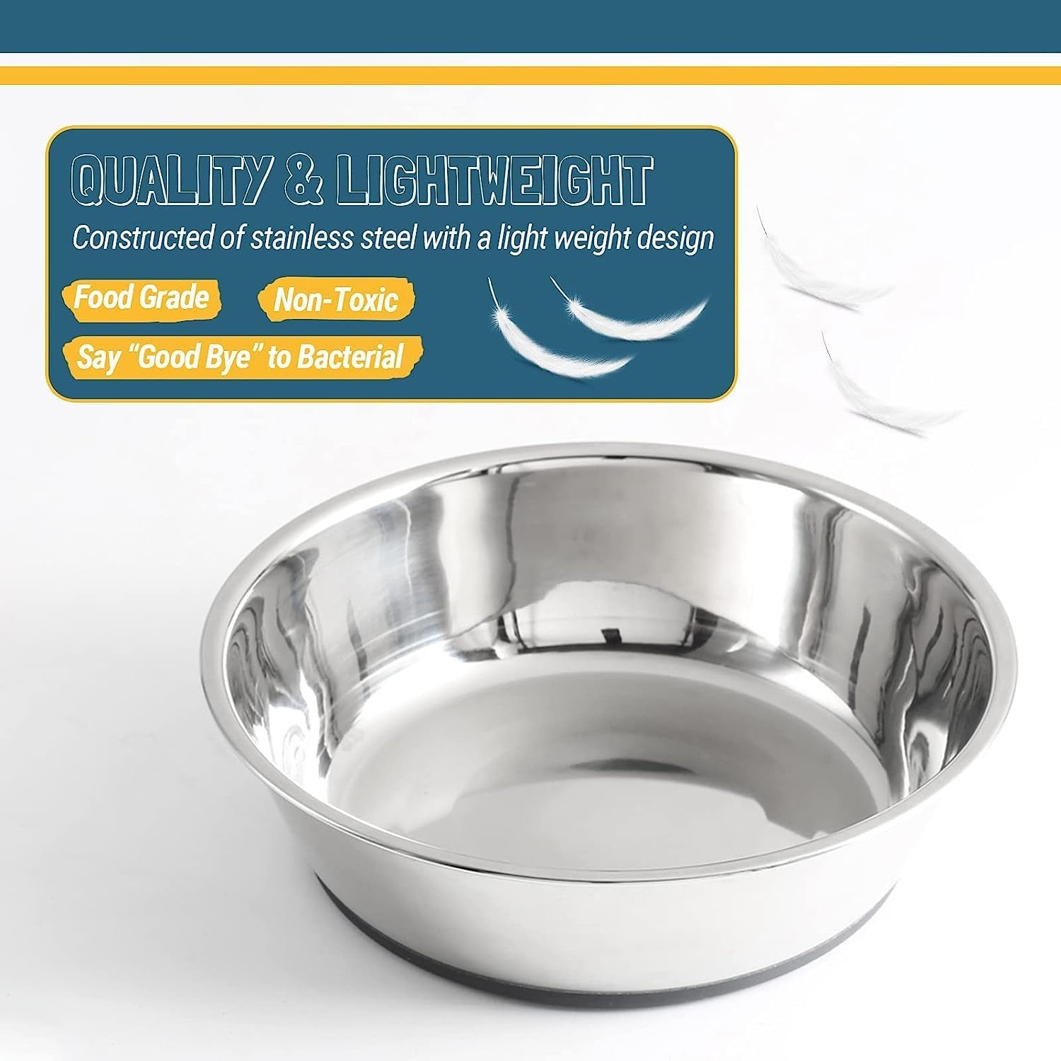 Stainless Steel Dog & Cat Bowls Set – Non-Slip, Rust-Resistant Feeding Bowls (2-Pack)