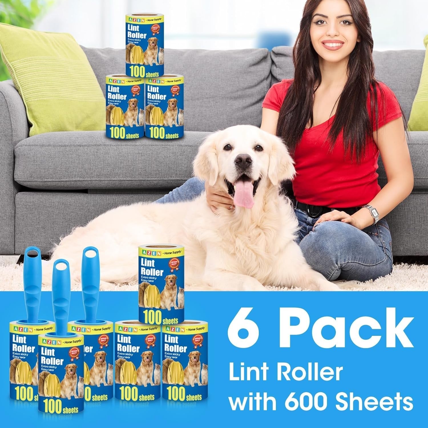 Extra Sticky Pet Hair Roller Refills – Lint & Fur Remover Sheets for Dogs and Cats