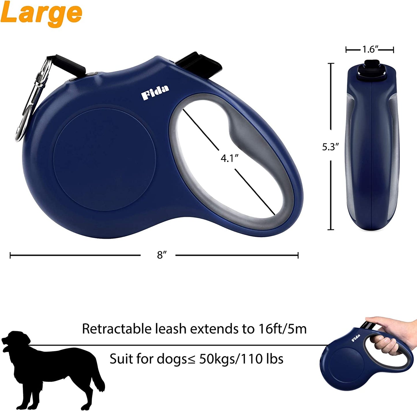 Retractable Dog Leash with Waste Bag Dispenser – Durable Nylon, Anti-Tangle, Reflective Handle for Small Dogs